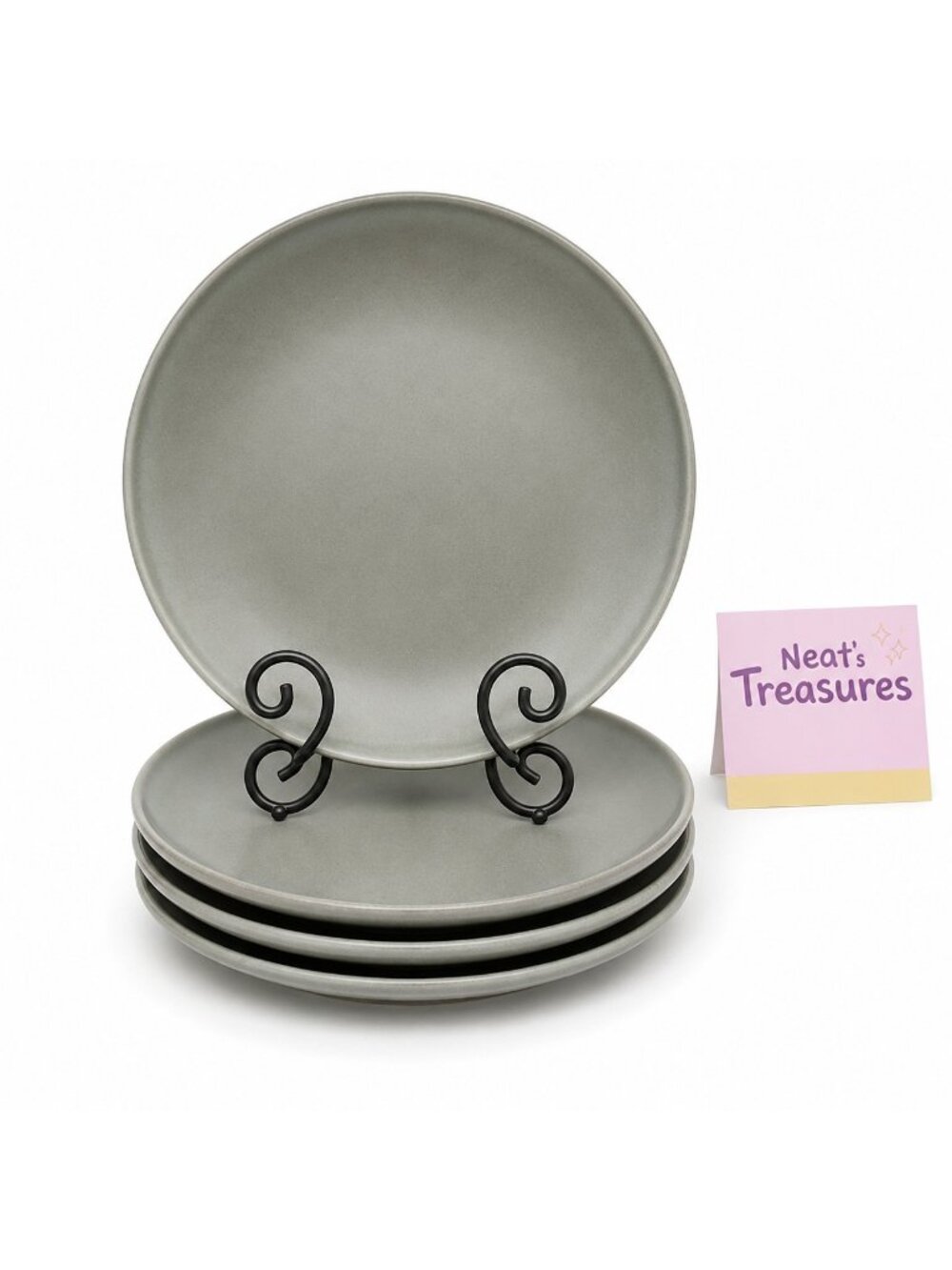 Project 62 Target AVESTA Glossy Gray Stoneware Smooth Coupe Dinner Plates Set 4